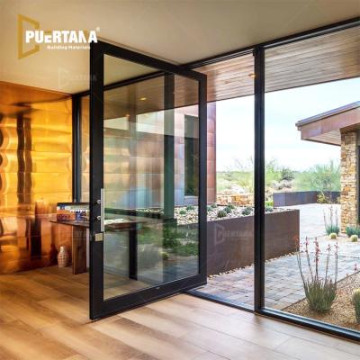 China High Quality Modern Aluminum Pivot Door Heat Insulation Thermal Break American And Low-E Aluminum Glass Front for sale