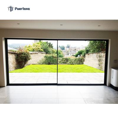 China Thermal Insulation Hurricane Impact Large Patio Slim Sliding Glass Doors With Retractable Screen for sale