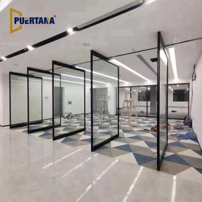 China Interior Line Multi Revolving Door Aluminum Internal Aluminum Center Pivot Panel Pivot Sound Insulation Master Glass Doors for sale