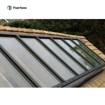 China Magnetic Screen Frame Skyview Roof Aluminum Sky Light Laminated Glass Impact Project Window for sale