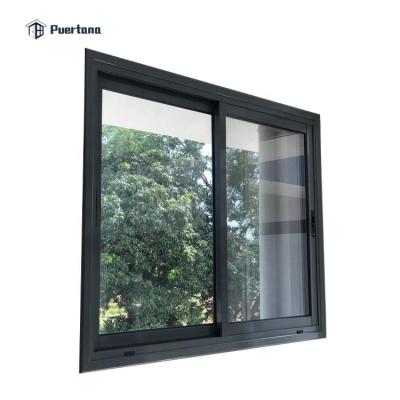 China Metal Magnetic Horizontal Triple Panel Interior Office Tile Pattern Three Screen Sliding Window Glass Design for sale