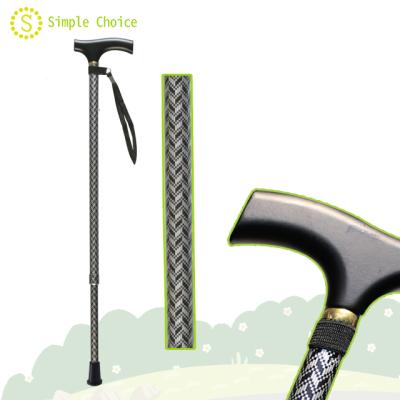 China Aluminum Japanese Elder Gift Special Lightweight Size Adjust Hand Grip Walking Stick Aluminum Wooden Main Single Cane for sale