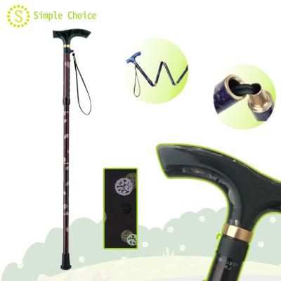 China Lightweight Aluminum Parent Gift Folding 4 Tier Size Adjust Aluminum Acrylic Hand Grip Walking Stick Single Head Cane for sale