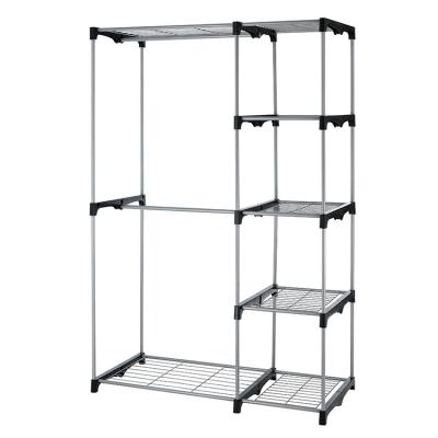 China Sustainable Hot sale metal closet system home storage organization silver cloth rack for sale