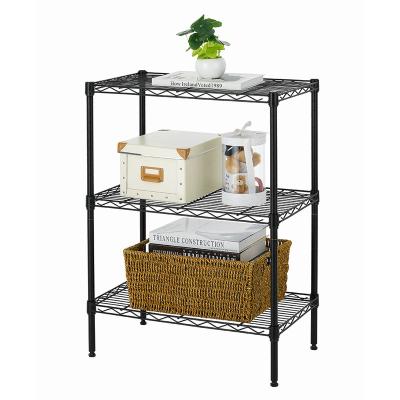 China Sustainable Household 3 Tier  Metal Storage Wire Shelf NSF Approval Wire Rack Shelving Black Storage Holders & Racks for sale