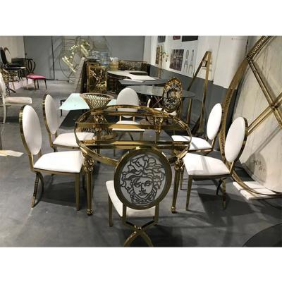 China Modern Gold Stainless Steel Luxury Wedding Chairs Banquet Chair for sale