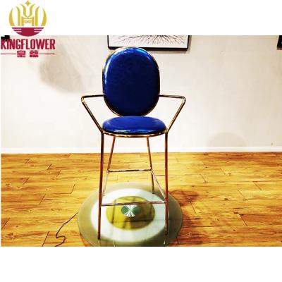 China Hot sales event bar stool wedding party hotel chair brass shiny stainless steel umpire chair with armest for sale