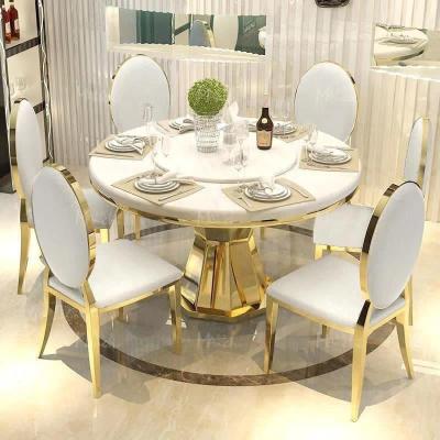 China Modern Wholesale Hotel Luxury Gold Stainless Steel Banquet Dining Table for sale