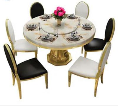 China Dia140*75cm H Modern Wholesale Hotel Gold Stainless Steel Luxury Banquet Dining Table for sale