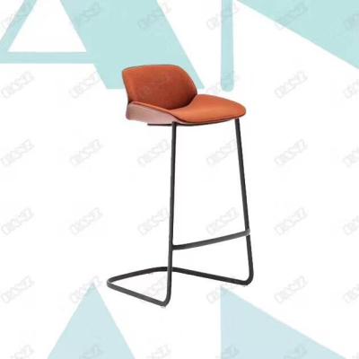 China Bar Chair PU Metal Chrome SS Modern Leather Bar Stool Chair for sale