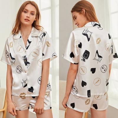 China 2021 new QUICK DRY home sleepwear ladies pajamas summer silk short-sleeved shorts for sale