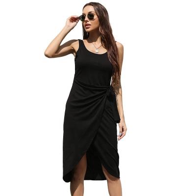 China Newest Anti-Static Summer Pleated Sundress With Straps Slim Dress Sleeveless Woman for sale