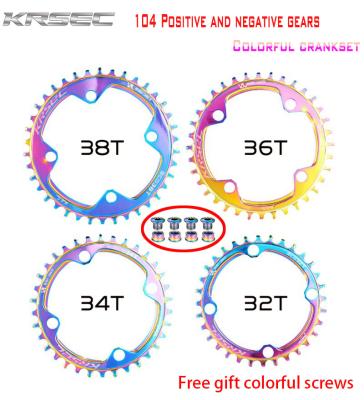 China Colorful BMX KRSEC Sprocket 104BCD 32/34/36/38T Mountain Bike Crank Sprocket MTB Chainrings Bike Crankset Chain Wheel for sale