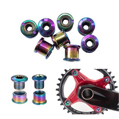 China Stainless Steel Bicycle Crank Bolt 6/8mm Tooth Plate Steel Colorful Chainring Screws Bolts Chainweel MTB Accesorios Screw For Crankset for sale