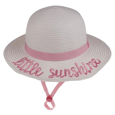 China Character Summer Toddler Unisex Kids Brim Sun Protection Straw Bucket Hat Large With Adjustable Strap for sale