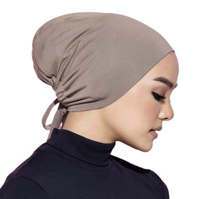 China Modal Adjustable Hood Dobby Hijab Solid Color Inner Hijab Cap Under Hat for sale