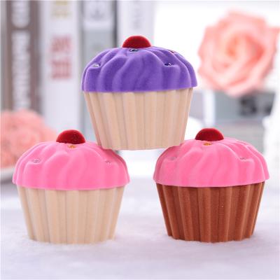 China Promotional Gifts Ice Cream Cake Shapes Popular Velvet Jewelry Gift Box With Lid for sale