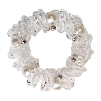 China Eco - Friendly Wholesale Clear Telephone Cord Hair Ties With Pearl Trim for sale