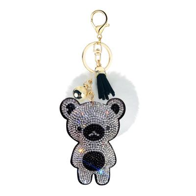 China 2020 Hot Selling Eco-friendly Tassel Pom Poms Key Chain With Rhinestone Bear Key Chain Charms For Bags Keys for sale