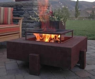 China Hot Sale Iron Window Fire Pit Fireplace Grill Design Corten Steel Bbq Fire Pit zu verkaufen