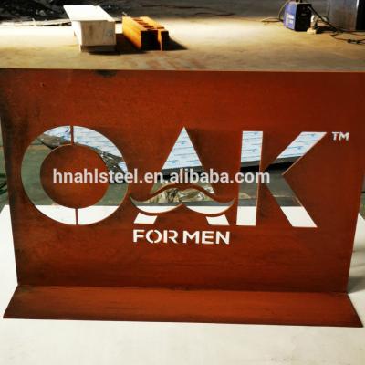 China Outdoor corten steel rusted metal signs for house /street/hotel/garden/park for sale