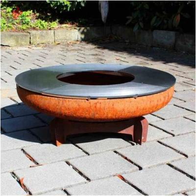 China Garden Rust Corten Steel Charcoal BBQ Table Fire Pit Camp Bbq Grill China Barbecue Grill en venta