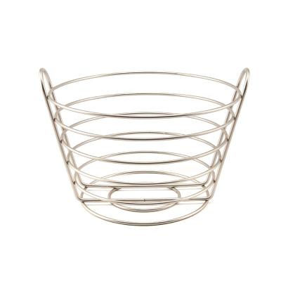 China Stocked Round Fruit Basket Metal Wire Baskets Satin Nickel Finished In Pearl Color for sale