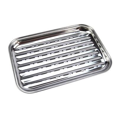 China BBQ Topper Easily Cleaned Stainless Steel Grill Griling Roasting Pan Rectangle Barbecue Vegetable Basket for sale