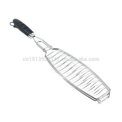 China Dustproof Chrome Plated Single BBQ Grill Fish Basket Fish Grilling Basket Roasting Tools for sale