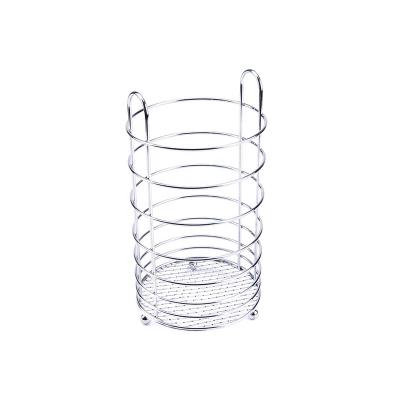 China Stocked Metal Wire Cutlery Holder In Silver Color Chrome Plating Kitchen Tools Basket for sale