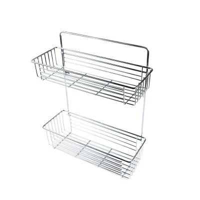 China Stocked Bath Organizer Unit Metal Wire Bath Basket Display Bathroom Shower Trolley Storage Organizer for sale