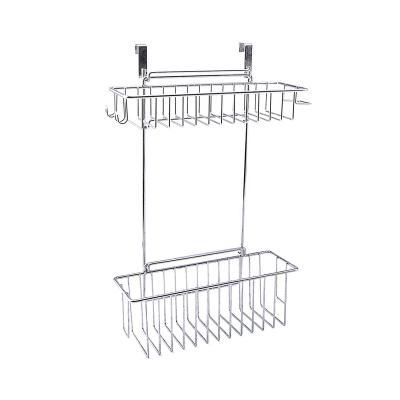 China Modern Bath Shower Trolley 2 Tier Metal Wire Bathroom Hanging Baskets Disassembled Perfume Storage Organizer for sale