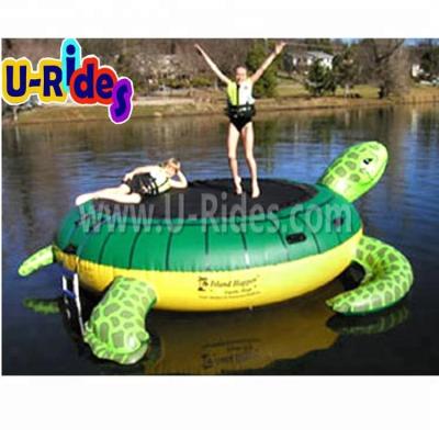 China 0.9mm PVC tarpaulin adult and kids jumping bed turtle inflatable water trampoline for lake or swimming pool for sale