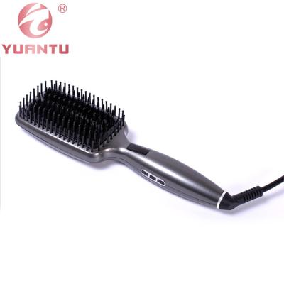 China Ionic Function Straightening Hair Straightening Brush Anti Frizz Ceramic Electric Ion Hair Straightening Brush Comb for sale