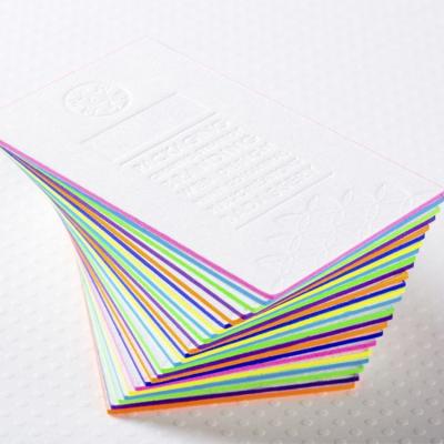 China Supermarket club/advertising/business/promotional 100pcs color custom thick edge embossing cotton paper printed business cards for sale