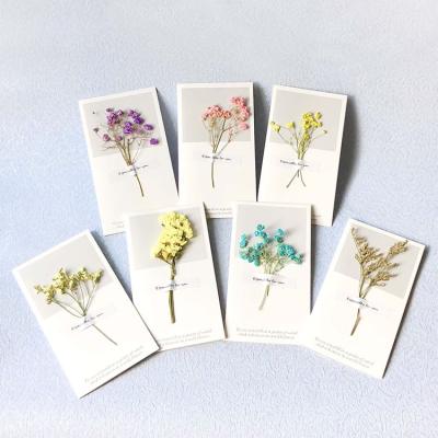 China Artificial Innovative Custom Dried Flowers Embellishments Wedding Greeting Cards White Handmade Paper Card for sale