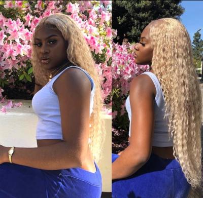 China Wave Blonde 613 Lace Wigs 100% Virgin Hair Curly Lace Front,Brazilian Hair 613 Full Lace Wig,Curly Full Lace Hair Wig for sale