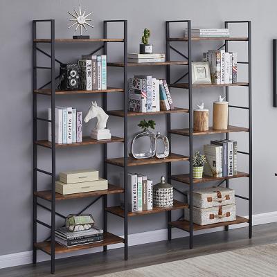 China Environmental Friendly Triple Wide 4 Tiers Large Etagere Industrial Shelf Open Display Stands With Metal Fram for sale