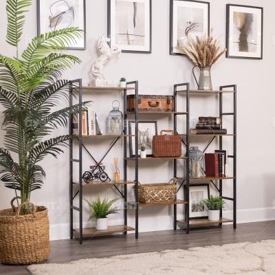 China Rustic 4-Tier Wide Triplex Wood And Metal Environmentally Friendly Estanterias Para libros Industrial Estanteria For Home And Office for sale