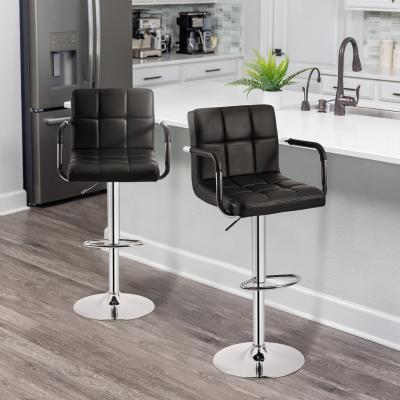 China Counter Height Industrial Swivel Barstools Height Adjustable Bar Stools With Back And Arms for sale