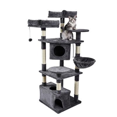 China Large Cat Tree Wooden Scratcher Cat furniture tower xxl high quality short viable plush for sale