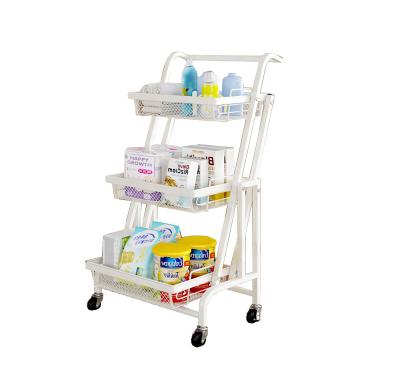 China Durable Custom Carbon Steel Waterproof Storage Shelves Bathroom Mobile Wheels Utility Rack For Kitchen for sale