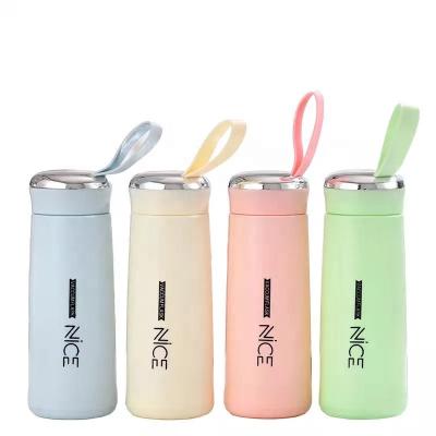 China Drinkware Sports 400ml Water Bottle Viable Plastic Glass Travel Insulation Cup Leakproof Tea Cup With Rope for sale