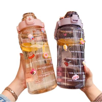 China Large Capacity 2L Bicycle Sports Water Bottle Stickers Fitness Viable Free Water Cup Plastic Water Cup Jug With Straw for sale