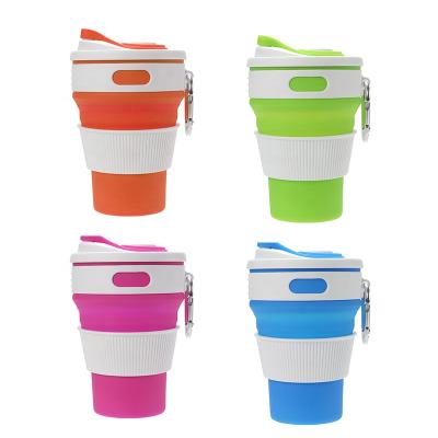 China Viable Wholesale Silicone Reusable Collapsible Mug Telescopic Drinking Collapsible Coffee Cup With Carabiner for sale