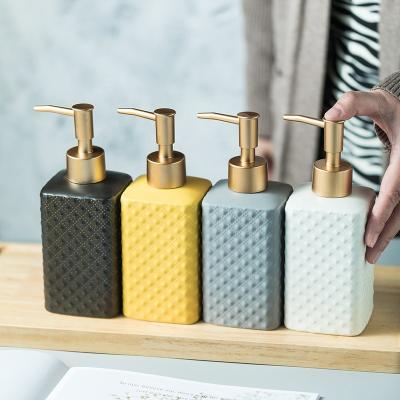 China Manually Press Shower Gel Bottle Lotion Shampoo Liquid Hand Sanitizer Foam Soap Dispenser Ceramic Refillable Foam Soap Dispenser for sale