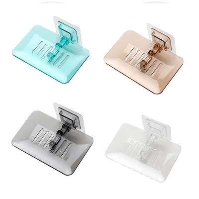 China Wall Mounted Soap Tray Rack For Bathroom Modern Plastic Dish Holder Storage Cup Suction Box Soap Drain for sale