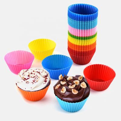 China Viable Silicone Cake Mold Round Shaped Muffin Cupcake Molds DIY Baking Kitchen Bakeware Maker for sale