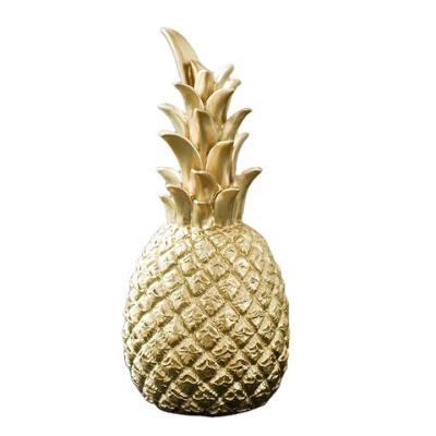 China Europe Home Decoration Accessories Pineapple Ornaments Fruit Shape Gold Resin Opens Living Room Decor Wedding Gift for sale