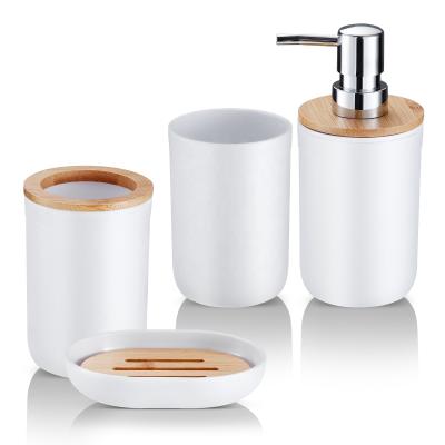 China Nordic Viable 4Pcs/Set Bathroom Accessories Sets Toothbrush Holder Soap Case Shampoo Bottle Toothbrush Cup for sale